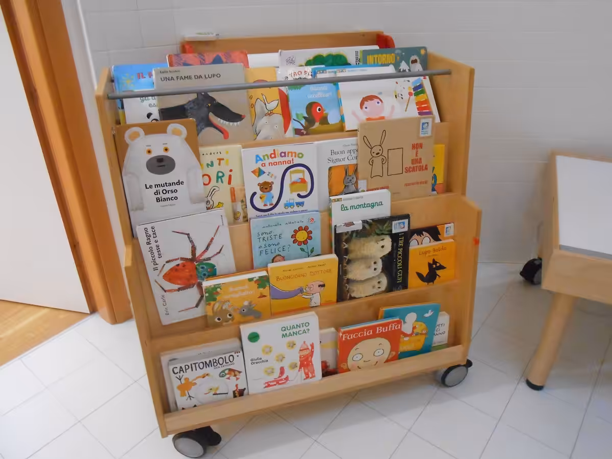 Un'immagine che ritrae mensola, scaffalature, mobilia, prodotto di carta e carta.