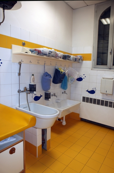 Un'immagine che ritrae apparecchio idraulico, pavimentazione, pavimento, lavandino del bagno e idraulica.
